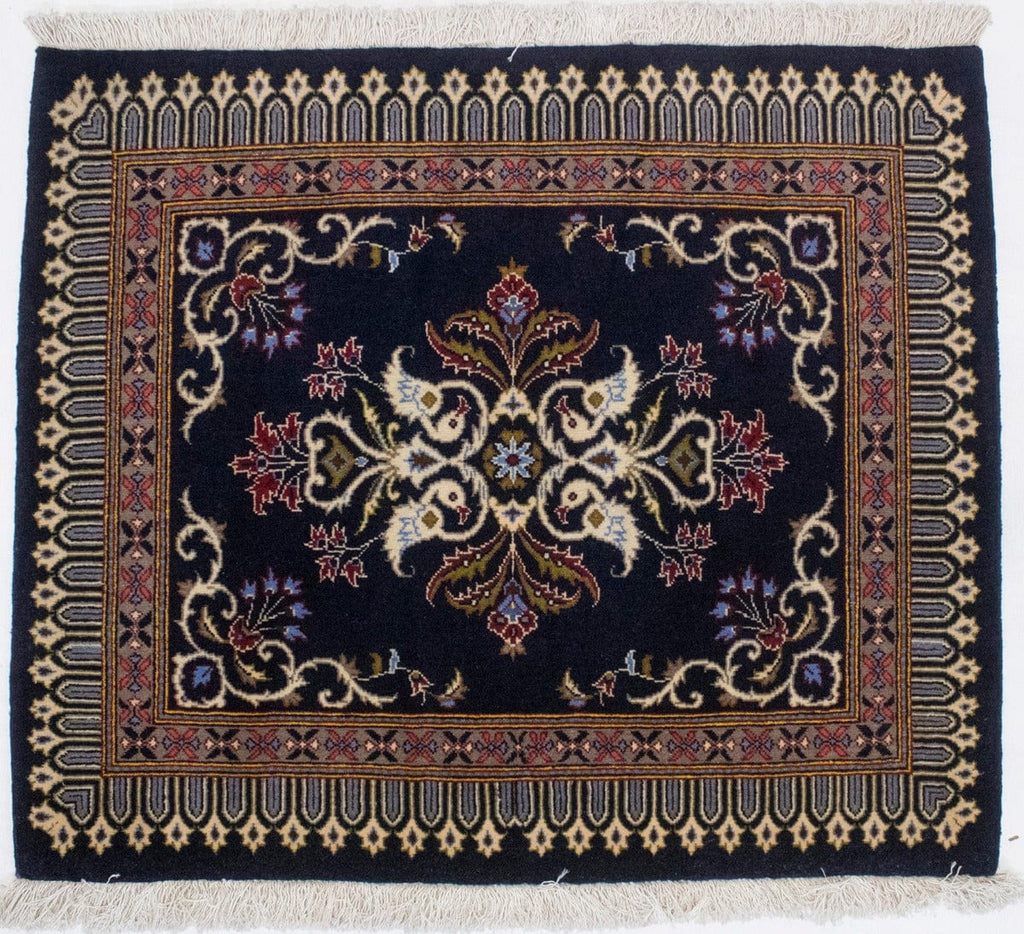 Vintage Purple-navy 3X3 Kashan Persian Square Rug