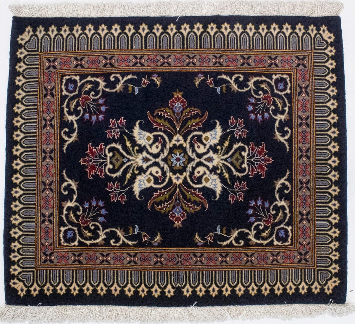 Vintage Purple-navy 3X3 Kashan Persian Square Rug