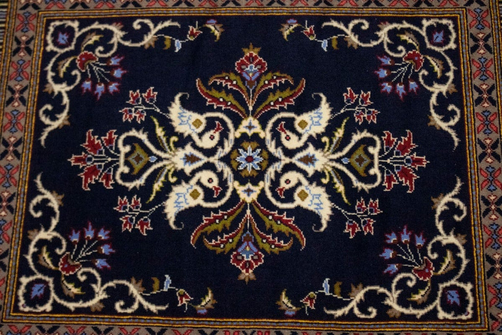 Vintage Purple-navy 3X3 Kashan Persian Square Rug