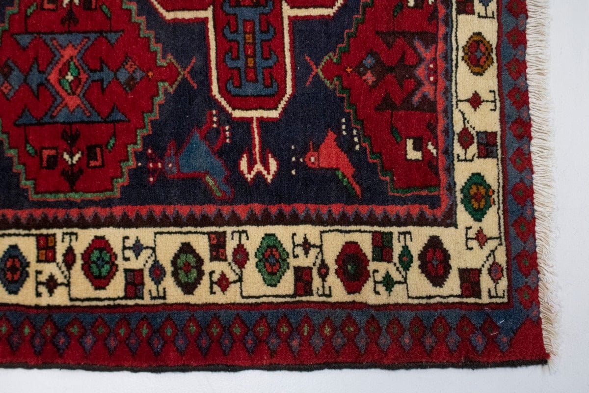 Vintage Red Tribal 4X5 Hamedan Persian Rug