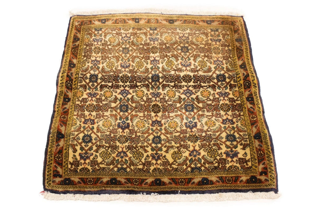 Semi Antique Cream Floral 3X3 Bidjar Persian Square Rug