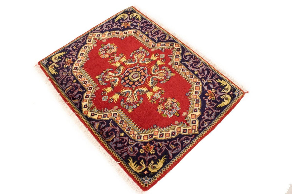 Red Pictorial Classic 2'7X3'4 Ghom Kashan Persian Rug