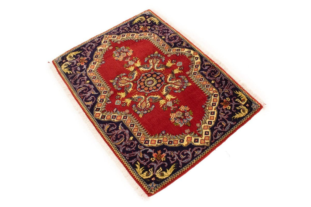 Red Pictorial Classic 2'7X3'4 Ghom Kashan Persian Rug