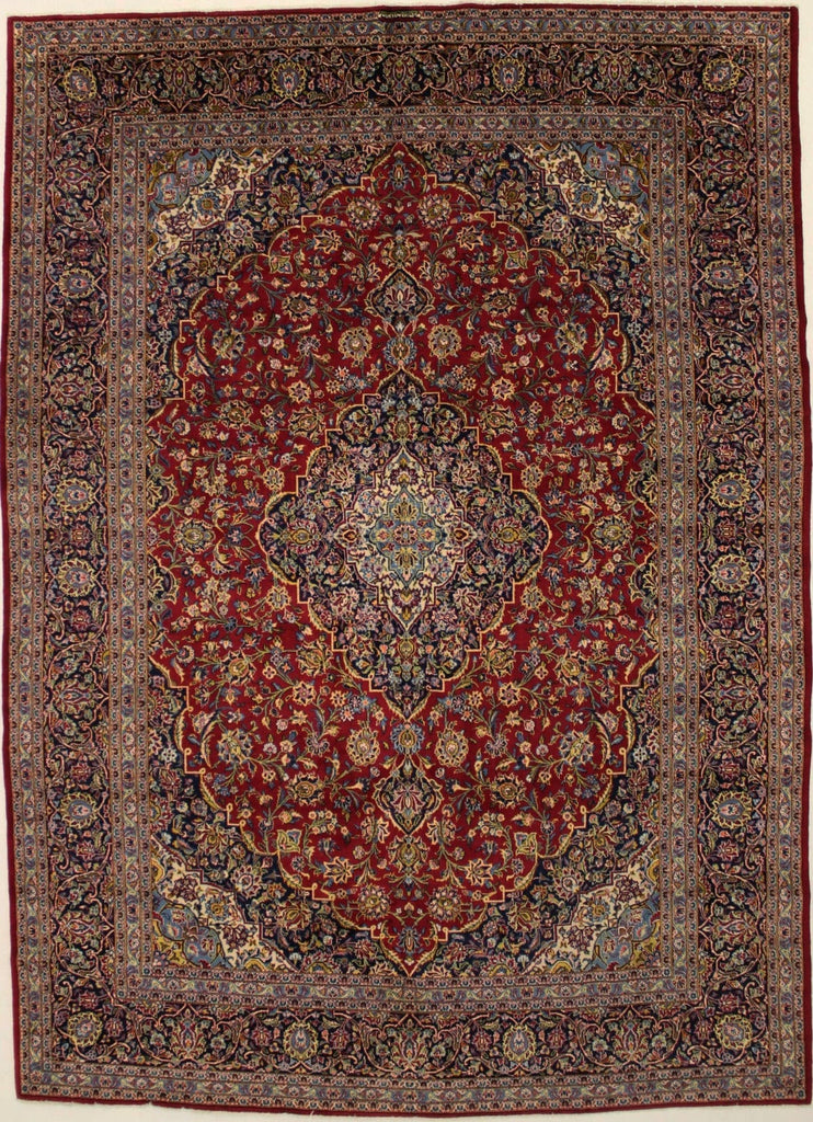 Semi Antique Red Traditional 10X14 Kashan Persian Rug