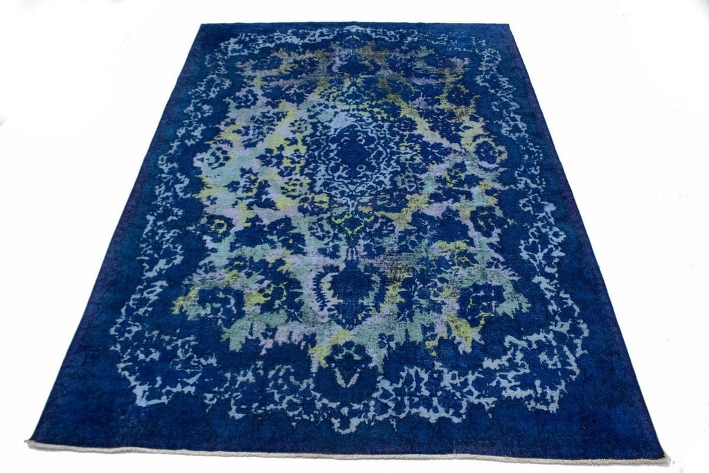 Overdyed Blue Antique Distressed 10X14 Tabriz Persian Rug