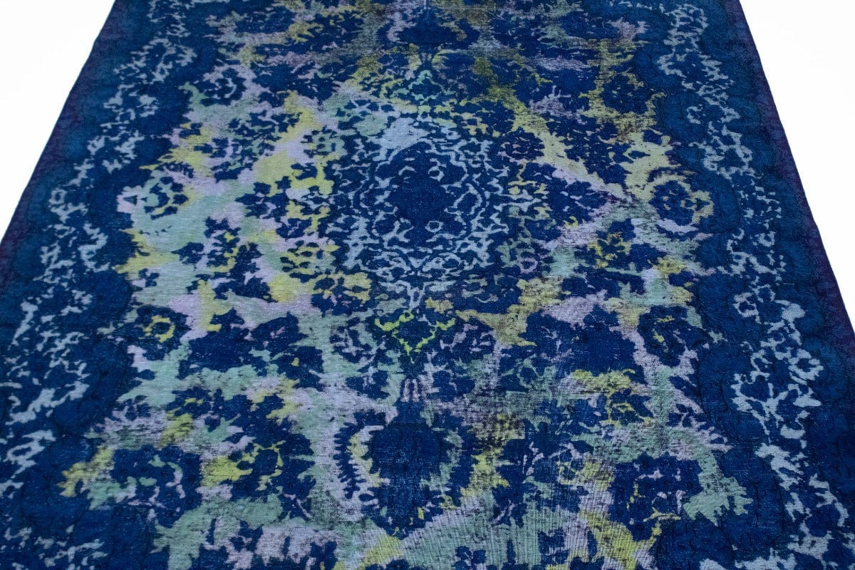 Overdyed Blue Antique Distressed 10X14 Tabriz Persian Rug