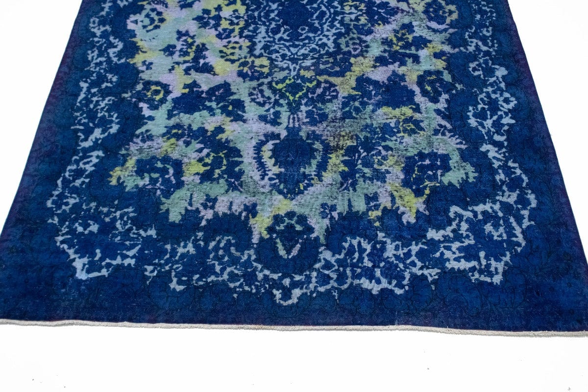 Overdyed Blue Antique Distressed 10X14 Tabriz Persian Rug