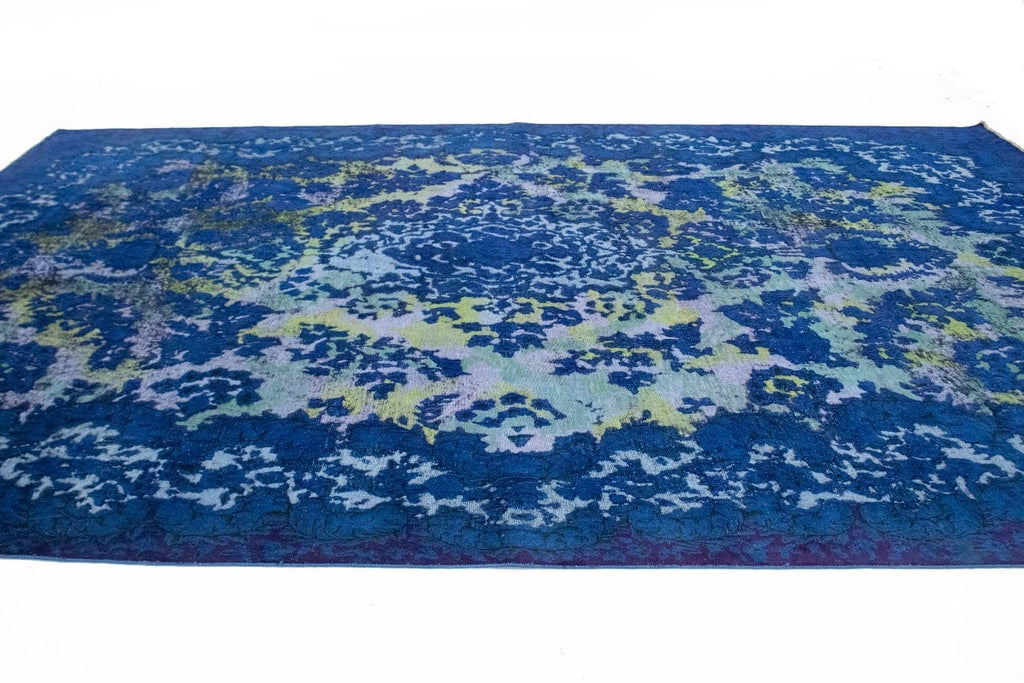 Overdyed Blue Antique Distressed 10X14 Tabriz Persian Rug