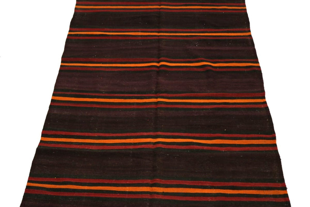 Semi Antique Black Tribal 5X15 Kilim Persian Runner Rug