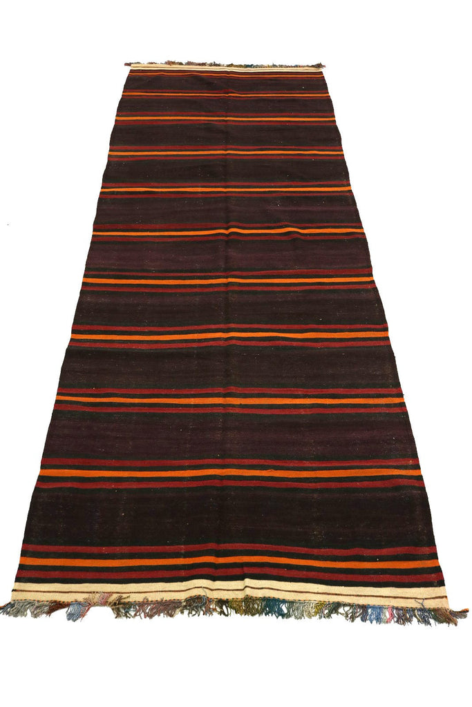 Semi Antique Black Tribal 5X15 Kilim Persian Runner Rug