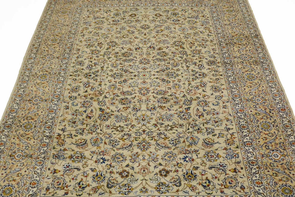 Vintage Beige Traditional 9X13 Kashan Persian Rug