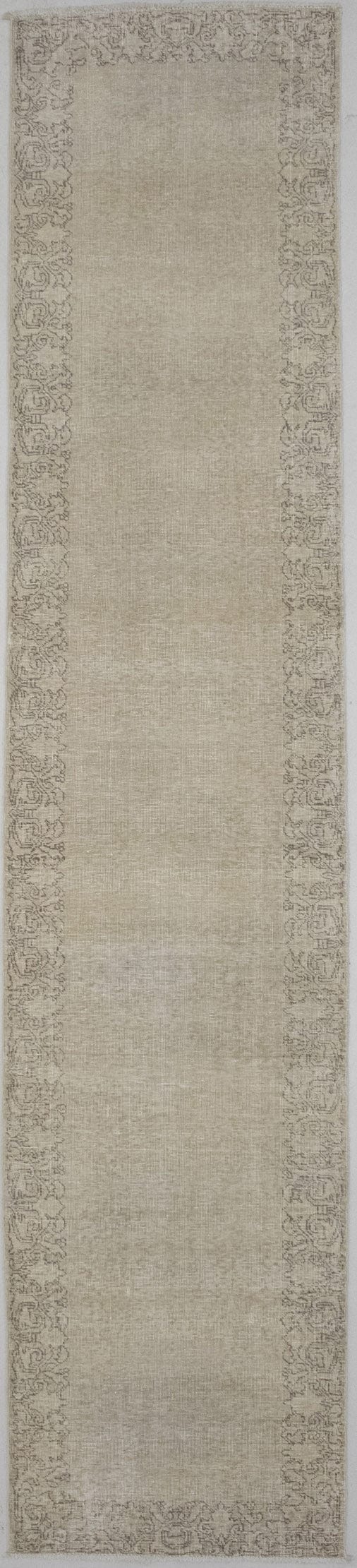Antique Muted Distressed 3X13 Tabriz Persian Runner Rug