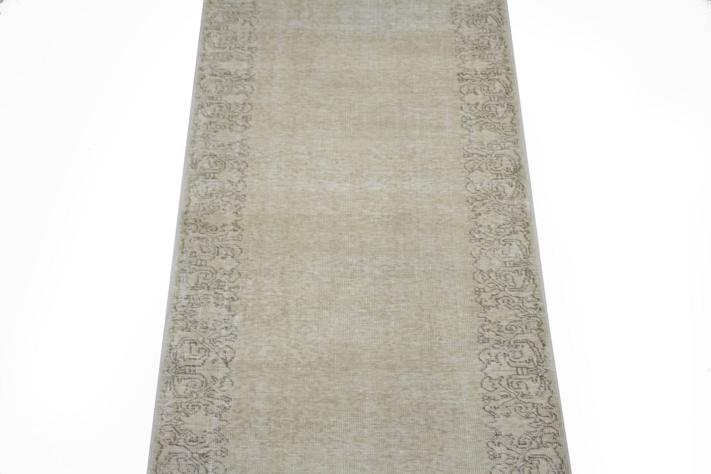 Antique Muted Distressed 3X13 Tabriz Persian Runner Rug