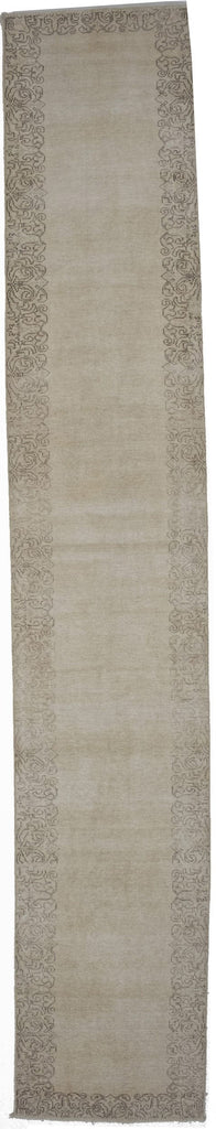 Muted Antique Distressed 2'8X15'7 Tabriz Persian Runner Rug