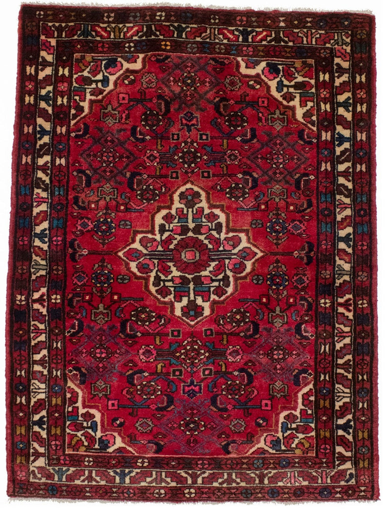 Vintage Tribal Red 4X5 Hamedan Persian Rug
