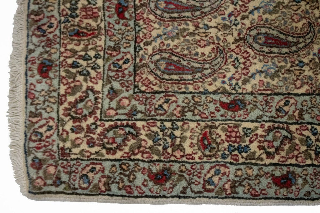 Vintage Beige Floral 3X5 Kashan Boteh Persian Rug