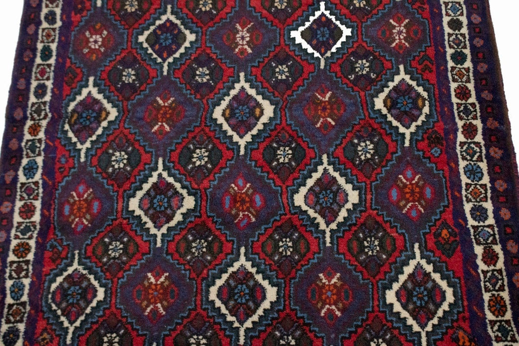 Vintage Geometric Red 3X4 Shiraz Persian Rug