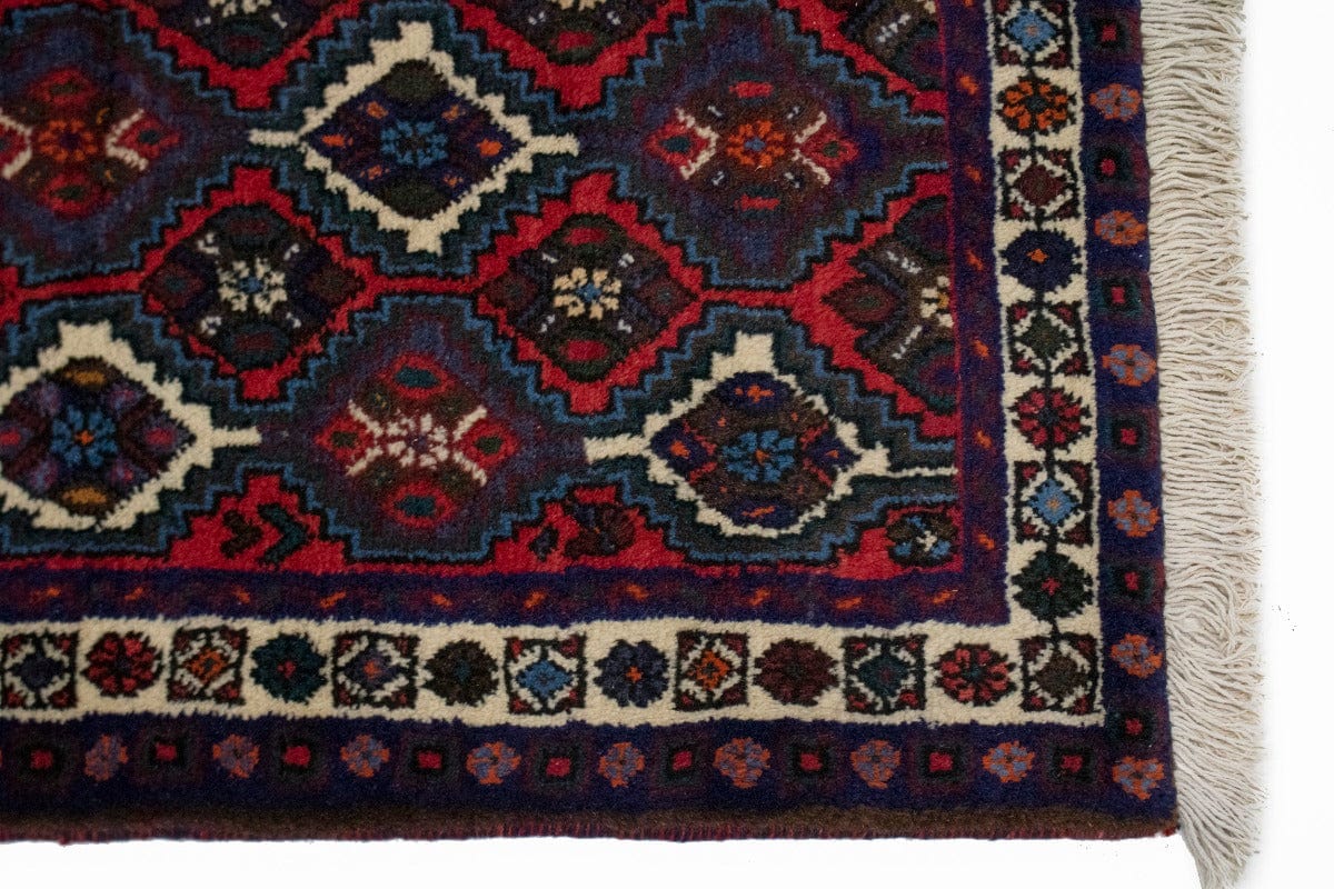 Vintage Geometric Red 3X4 Shiraz Persian Rug