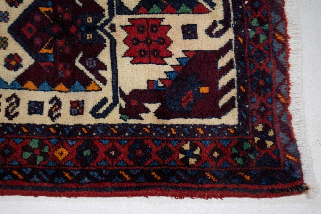Vintage Tribal Pictorial 3X4 Abadeh Persian Rug