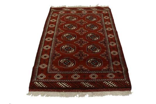 Red Tribal 3'5X5 Turkoman Persian Rug