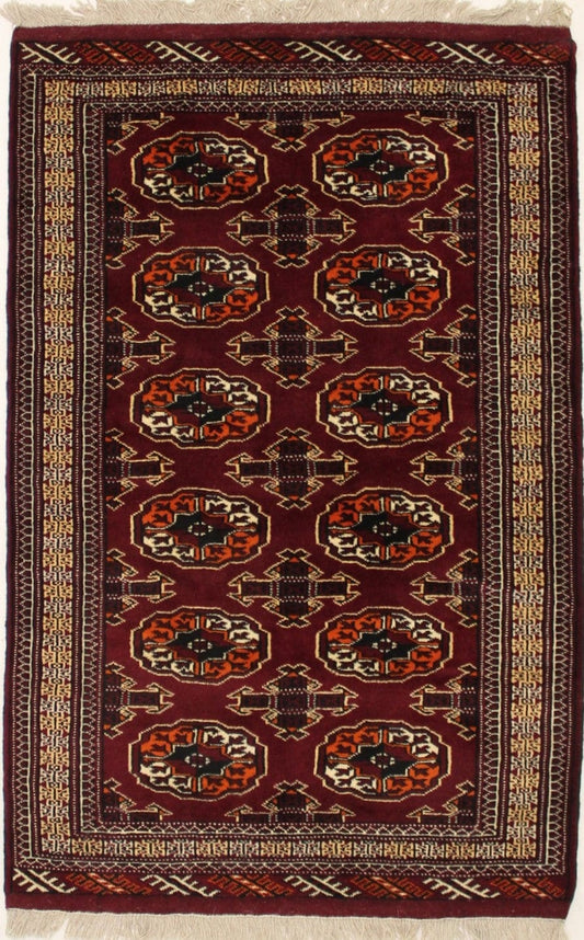 Red Tribal 3'4X5'5 Turkoman Persian Rug