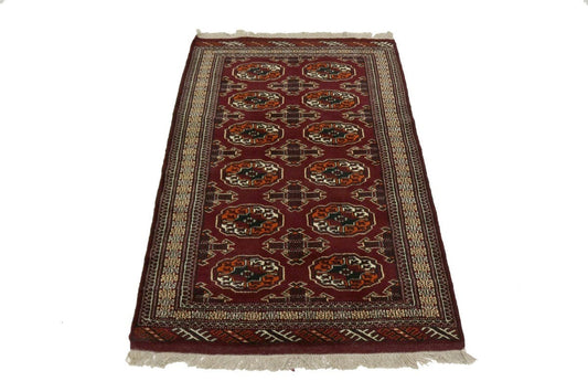 Red Tribal 3'4X5'5 Turkoman Persian Rug