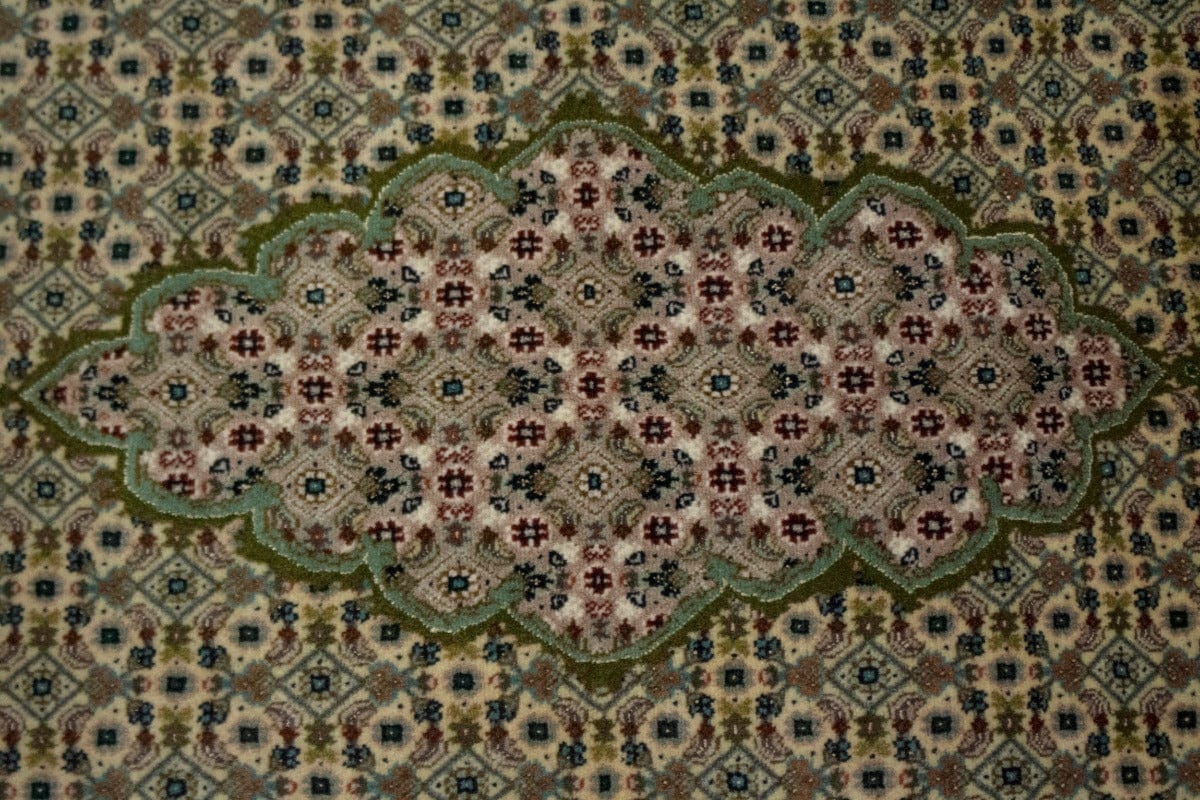 Black Geometric Floral 6'7X9'9 Fish Mahi Tabriz Persian Rug