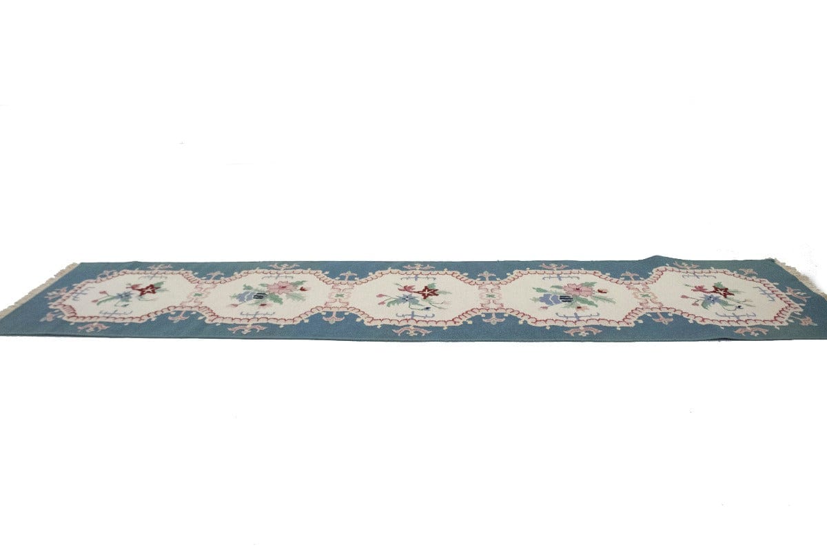 Floral Dhurrie 3X12'5 Chinese Oriental Runner Rug