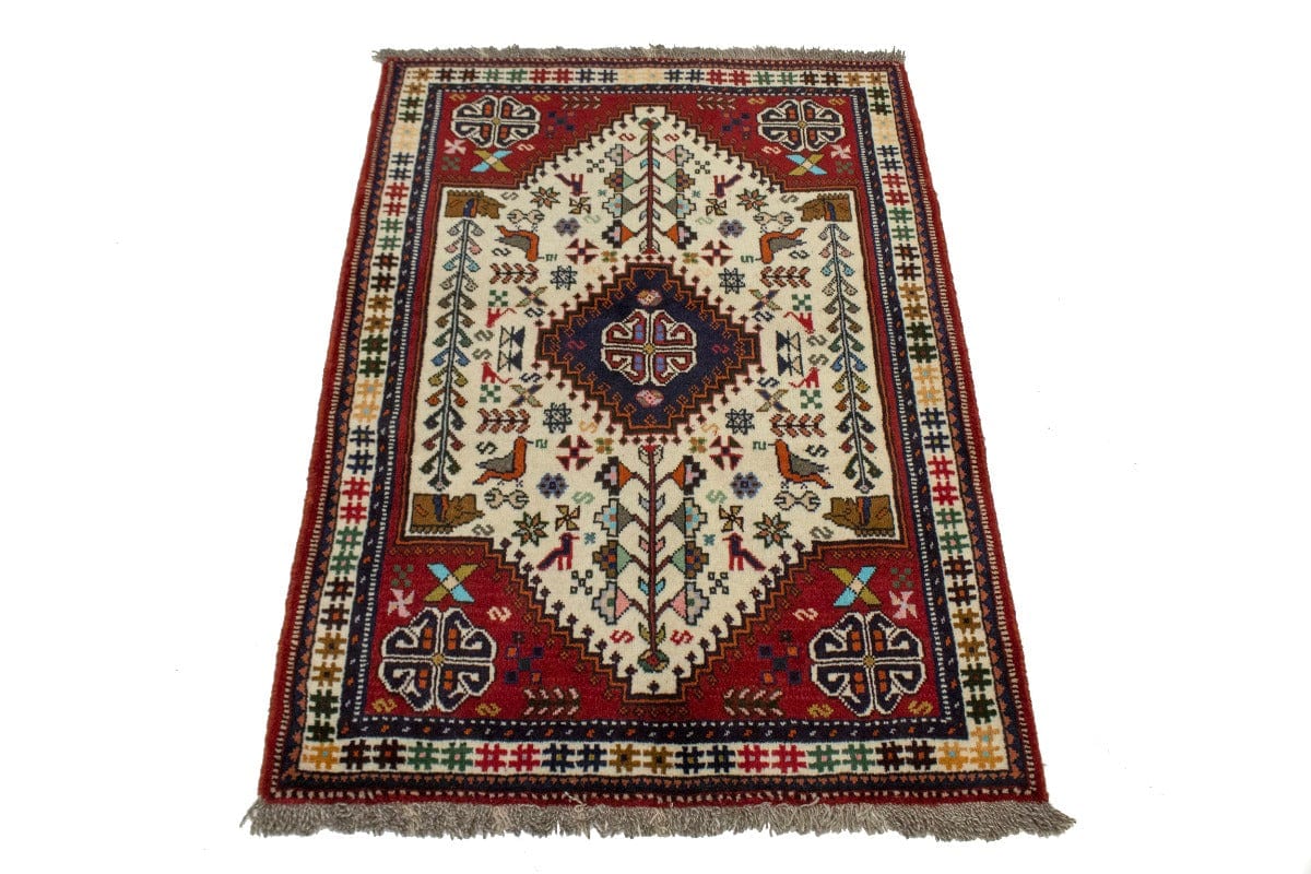 Cream Tribal 4X5 Shiraz Persian Rug