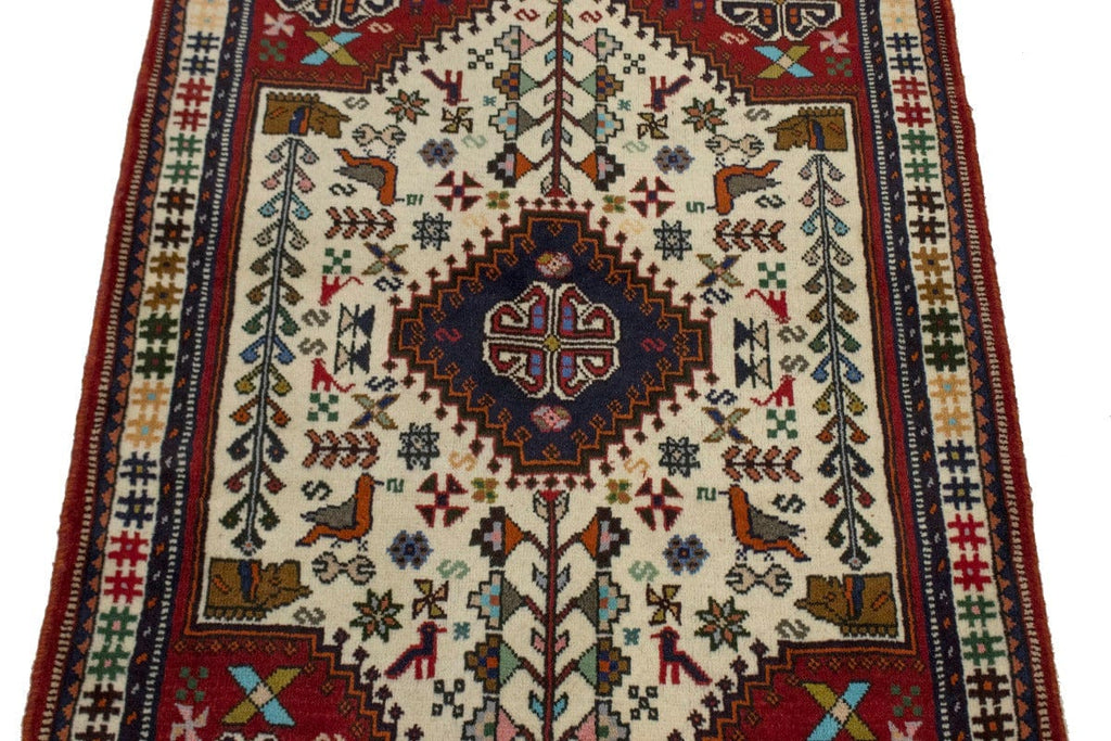 Cream Tribal 4X5 Shiraz Persian Rug