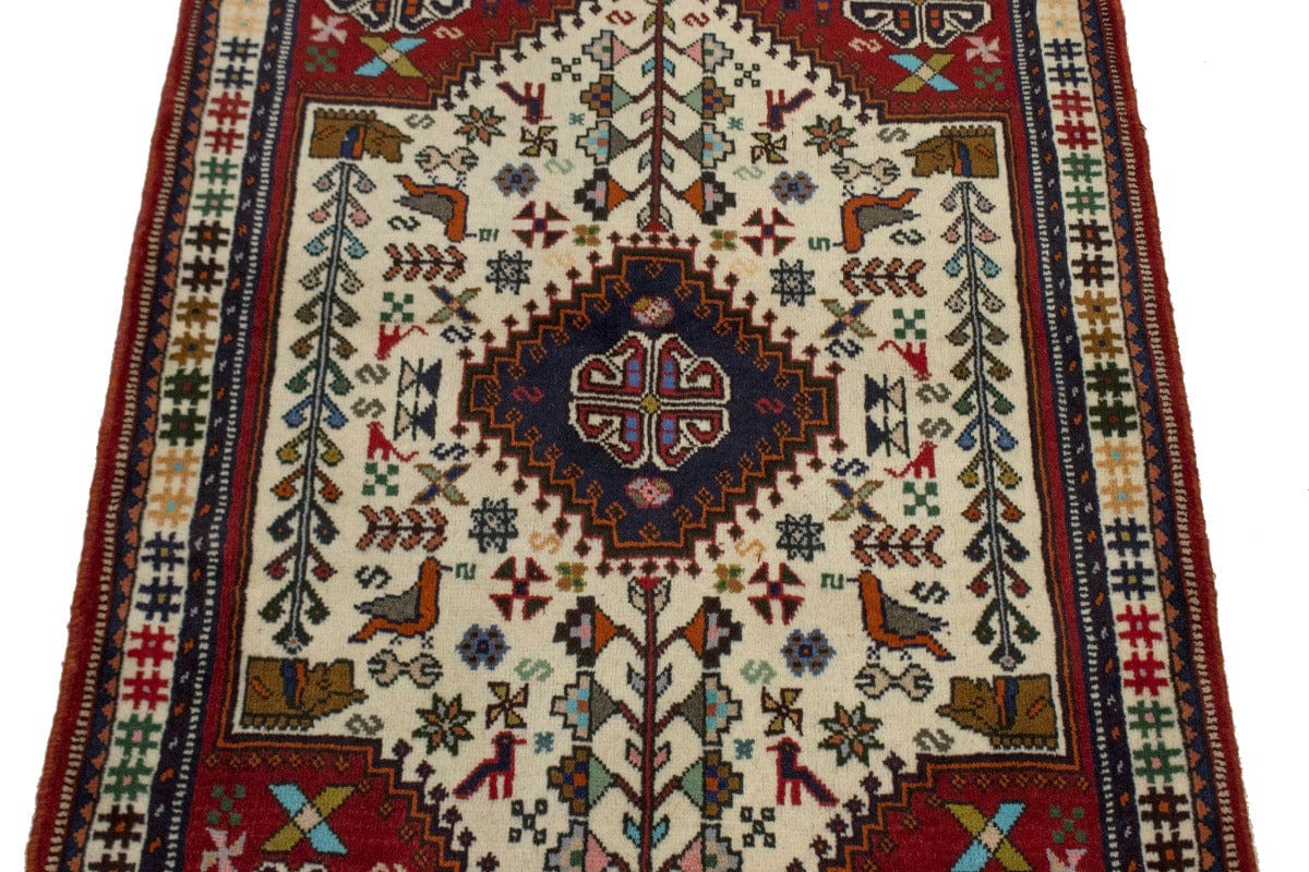 Cream Tribal 4X5 Shiraz Persian Rug