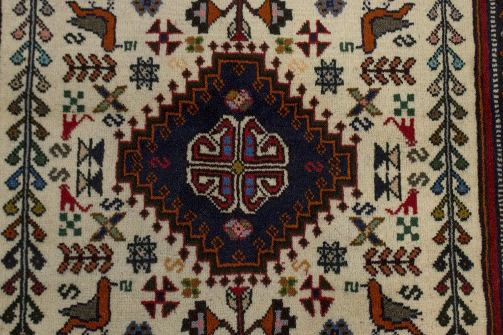 Cream Tribal 4X5 Shiraz Persian Rug