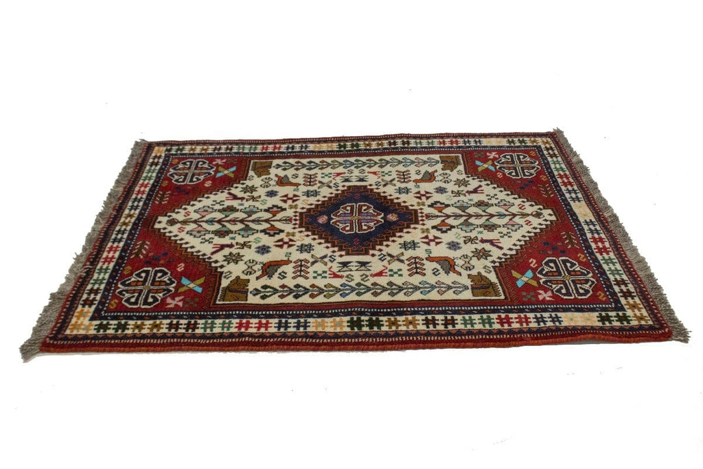 Cream Tribal 4X5 Shiraz Persian Rug