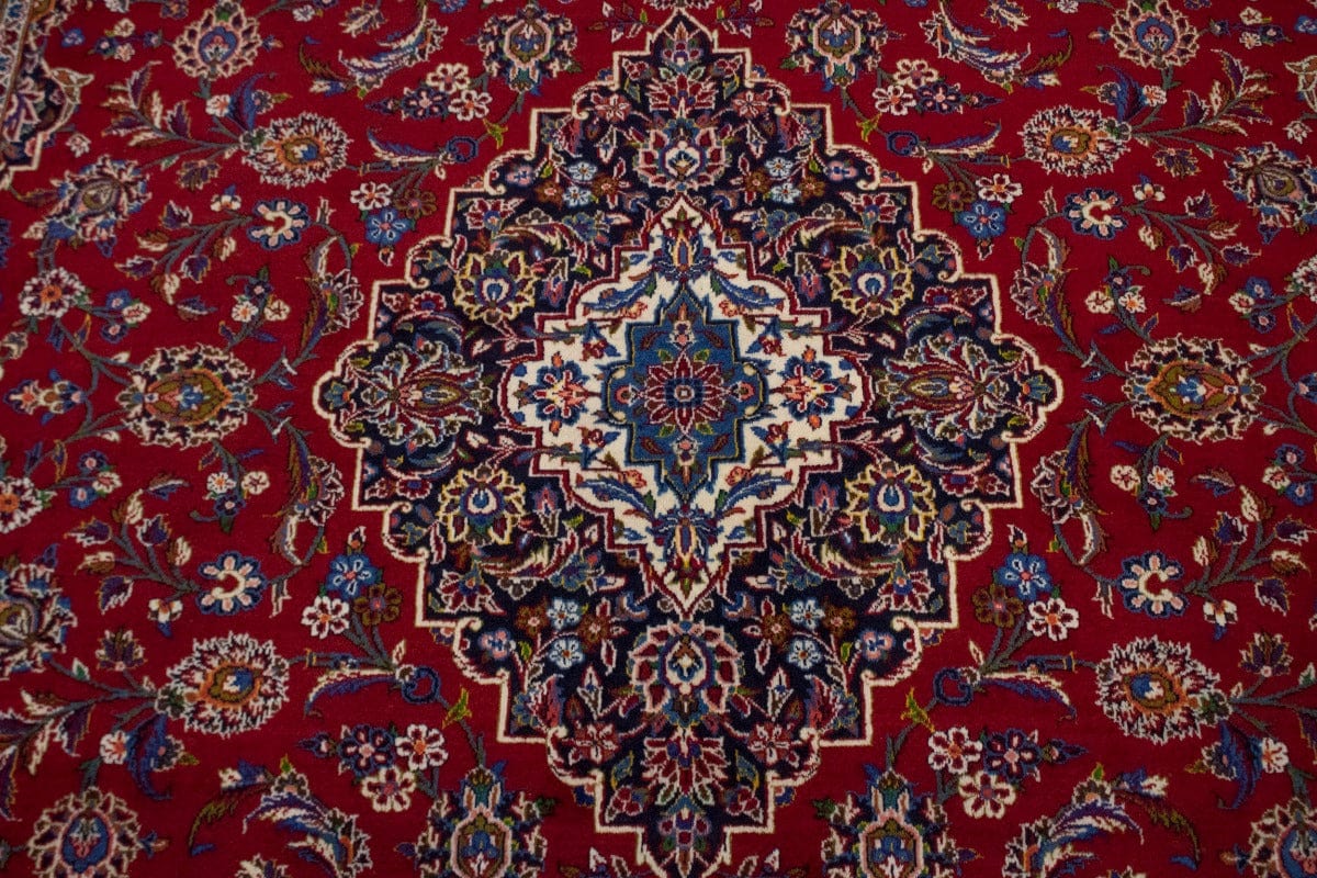 Semi Antique Traditional Red 10X13 Kashan Persian Rug