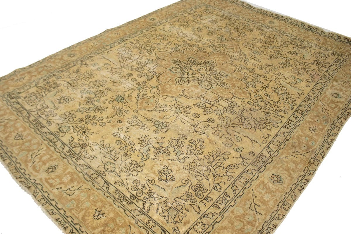 Traditional Floral Muted 8X11 Distressed Tabriz Persian Rug