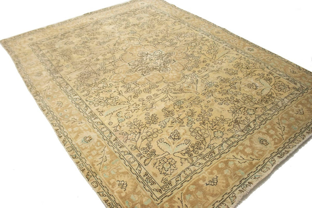 Traditional Floral Muted 8X11 Distressed Tabriz Persian Rug