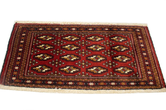 Vintage Red Tribal 2X3 Turkoman Persian Rug
