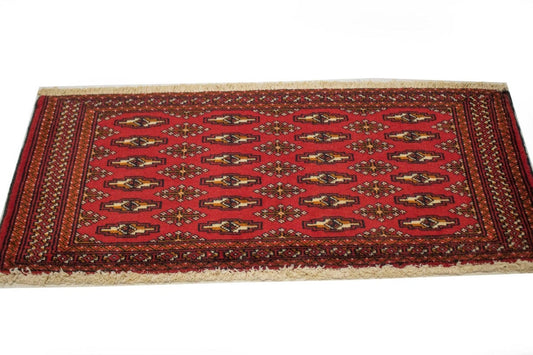 Vintage Red Tribal 1'8X3'6 Turkoman Persian Rug