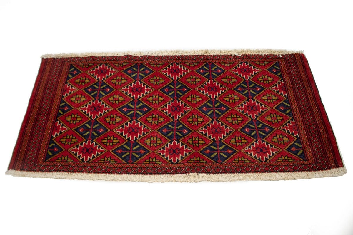 Semi Antique Red Tribal 2X4 Turkoman Oriental Rug