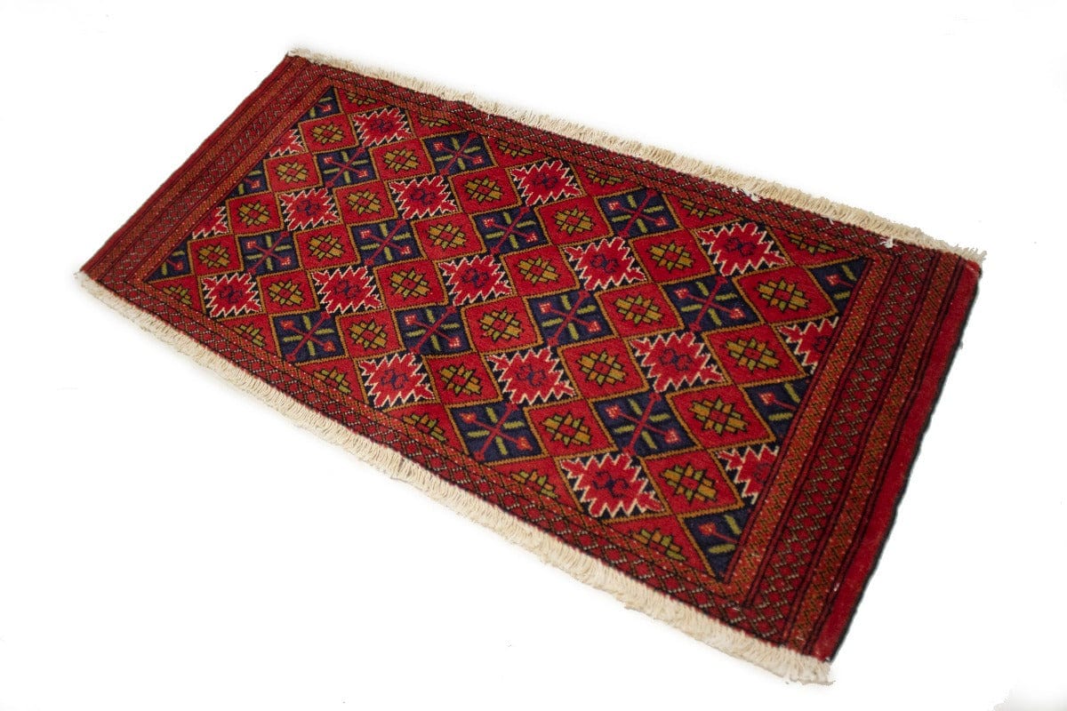 Semi Antique Red Tribal 2X4 Turkoman Oriental Rug