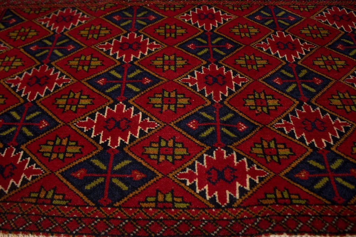 Semi Antique Red Tribal 2X4 Turkoman Oriental Rug