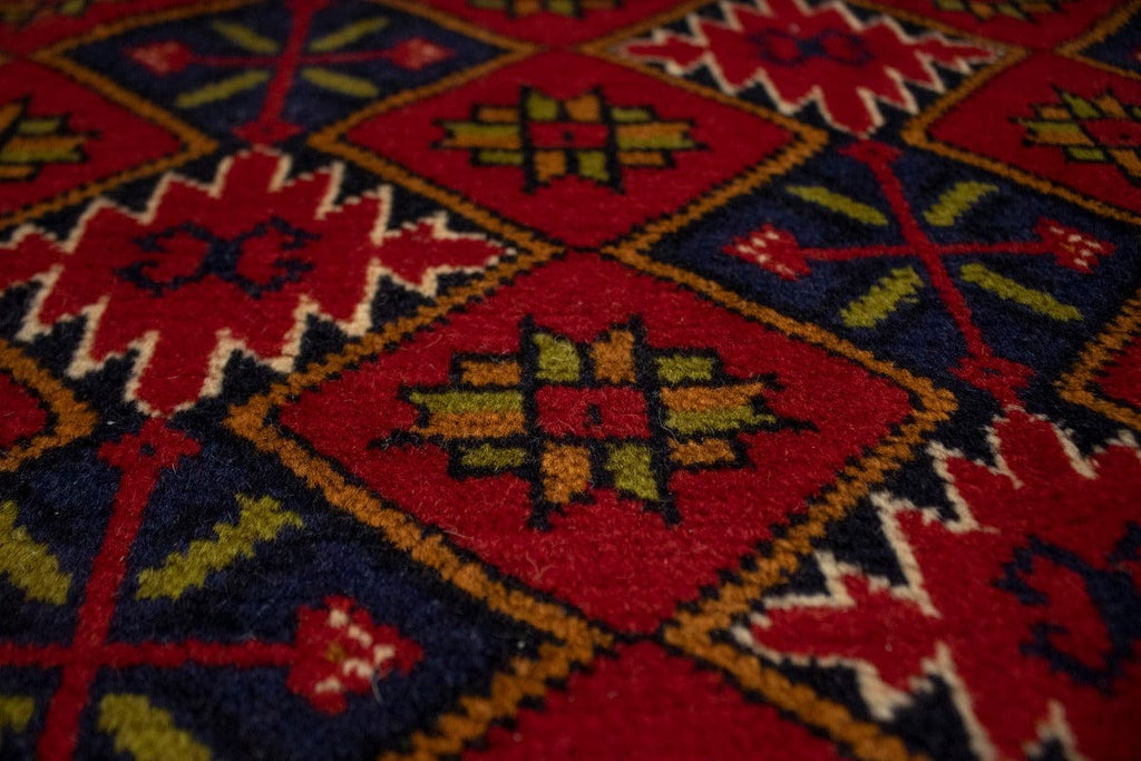 Semi Antique Red Tribal 2X4 Turkoman Oriental Rug