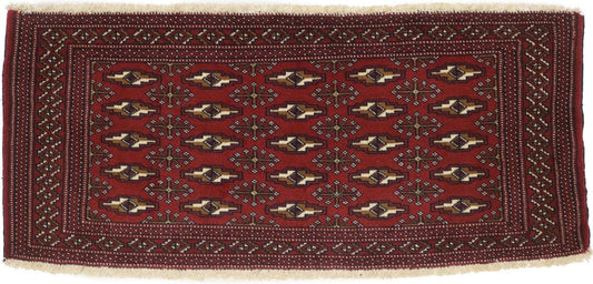 Vintage Tribal Red 2X4'4 Turkoman Persian Rug