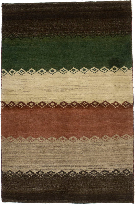 Vintage Tribal Stripes 3'5X5'3 Gabbeh Persian Rug