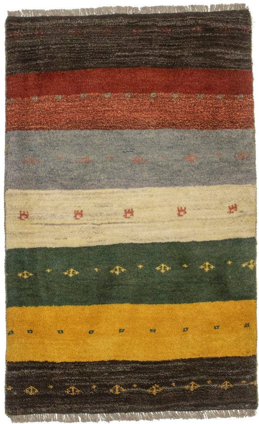 Multicolored Tribal Stripes 3X4 Gabbeh Persian Rug