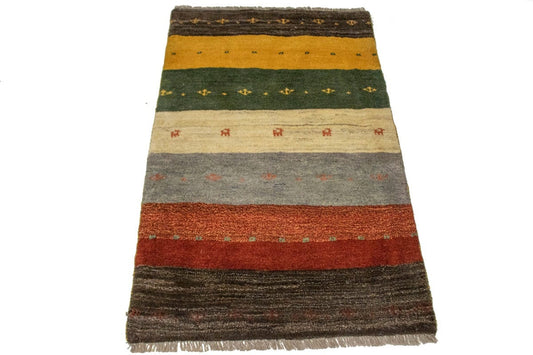 Multicolored Tribal Stripes 3X4 Gabbeh Persian Rug