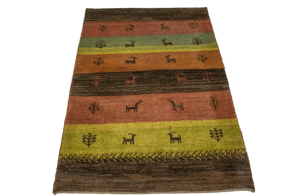 Multicolored Tribal Stripes 3X5 Gabbeh Persian Rug