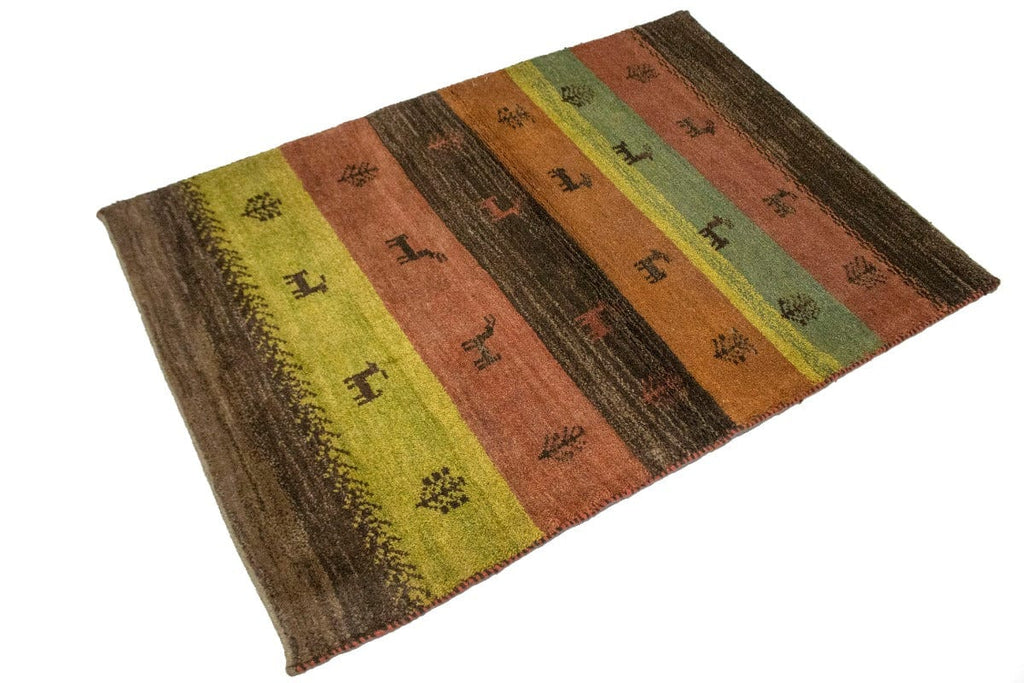 Multicolored Tribal Stripes 3X5 Gabbeh Persian Rug