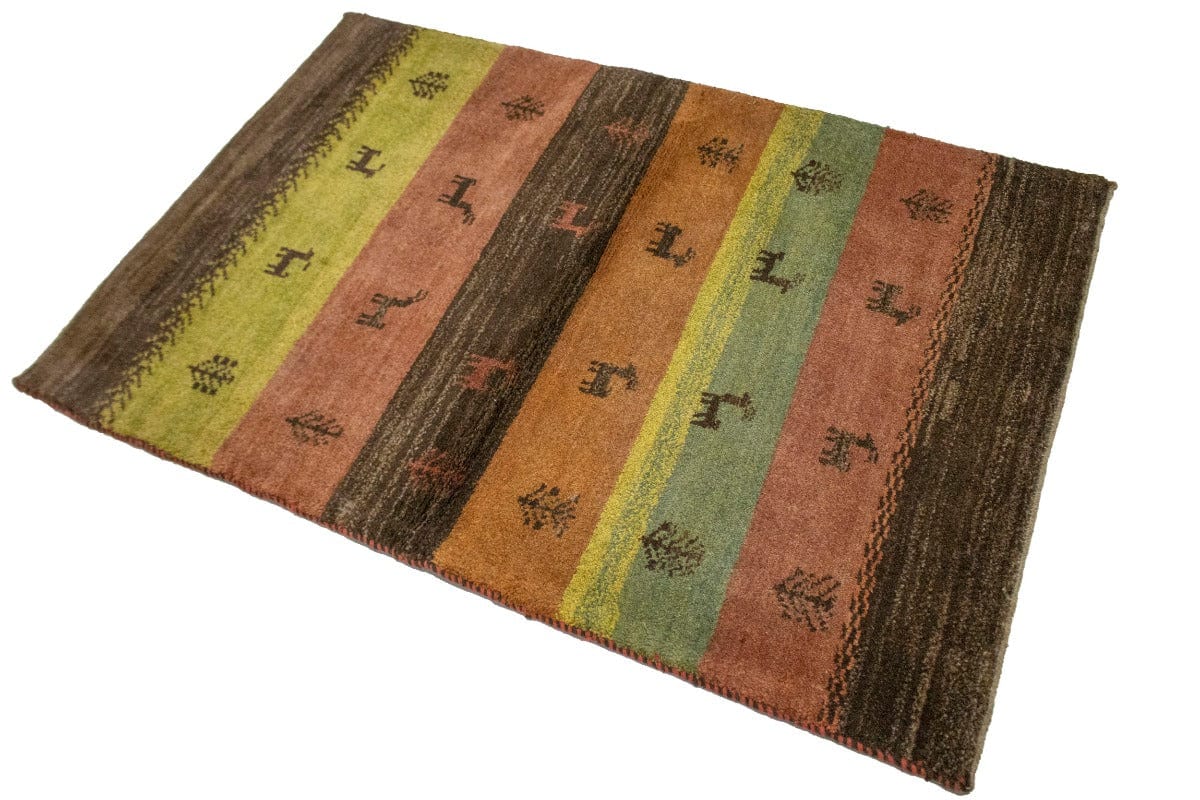 Multicolored Tribal Stripes 3X5 Gabbeh Persian Rug