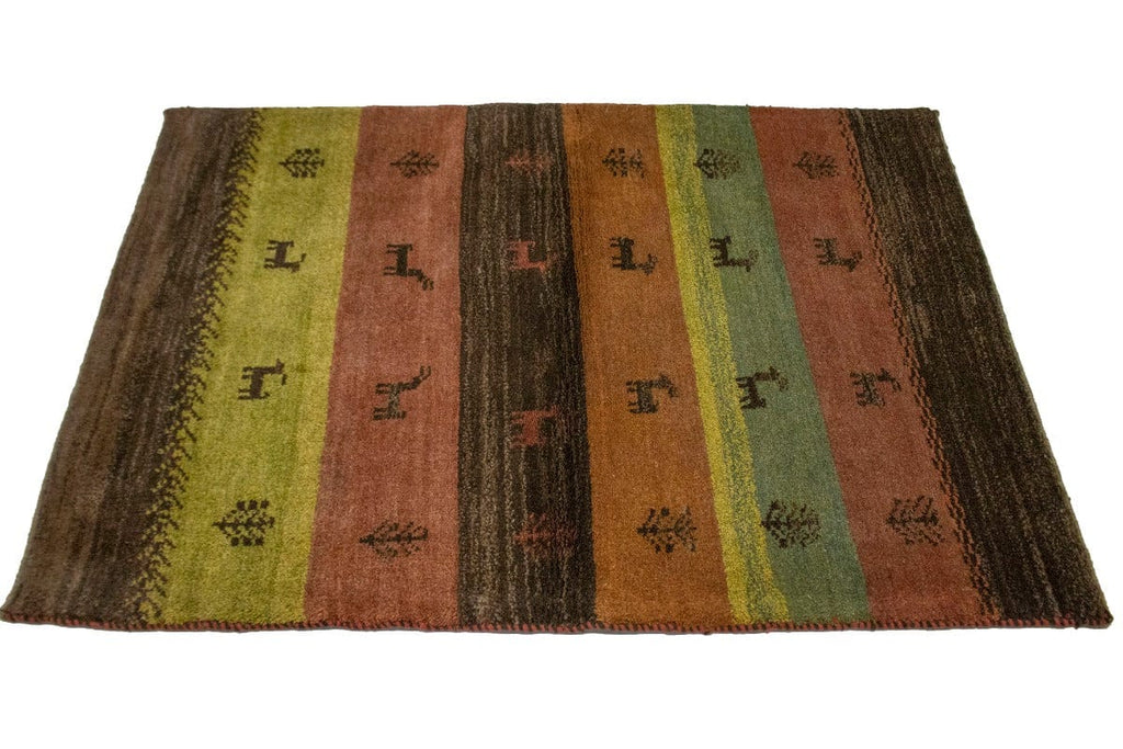 Multicolored Tribal Stripes 3X5 Gabbeh Persian Rug